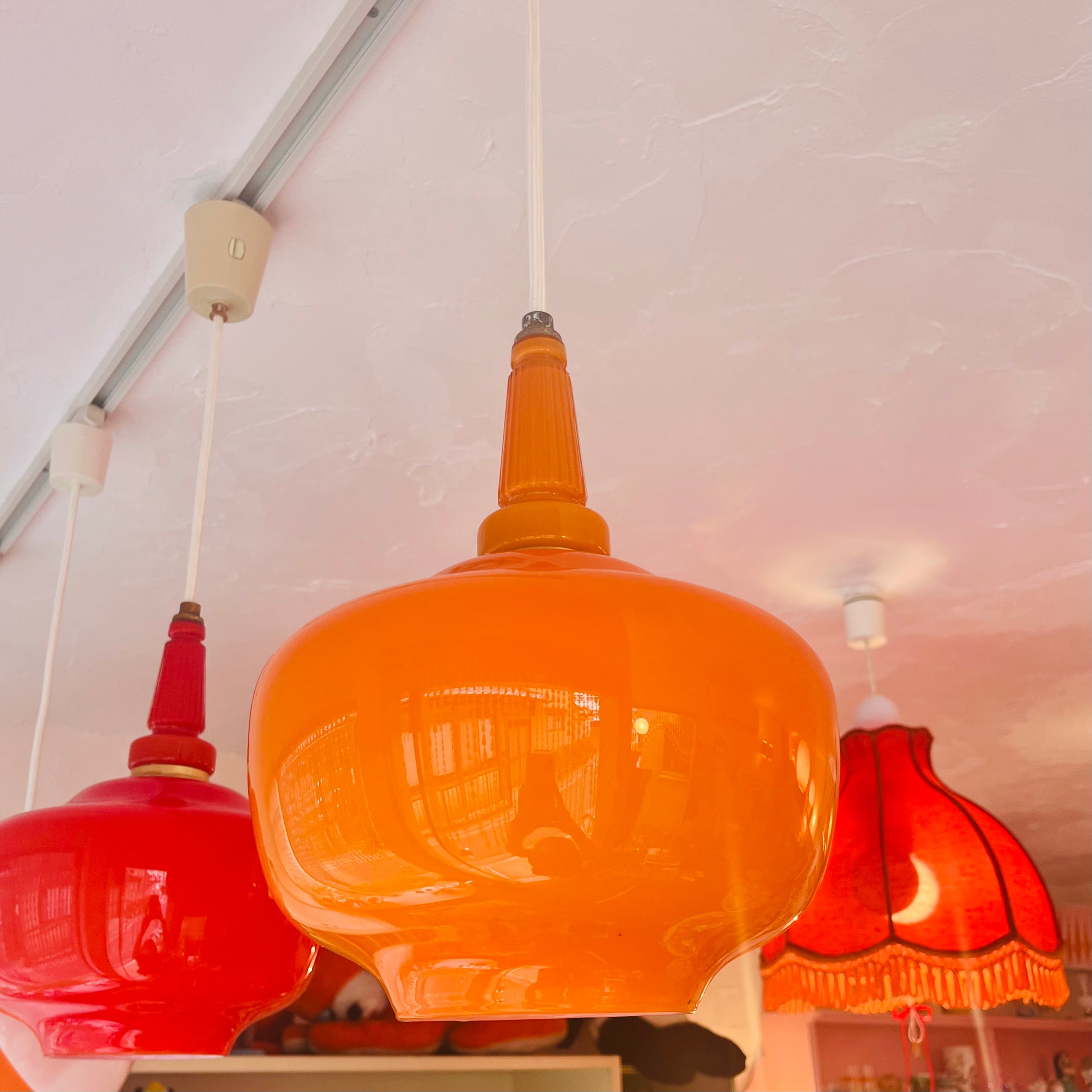 ペンダントライト オレンジ 天井照明 昭和レトロ | 春眠雑貨店
