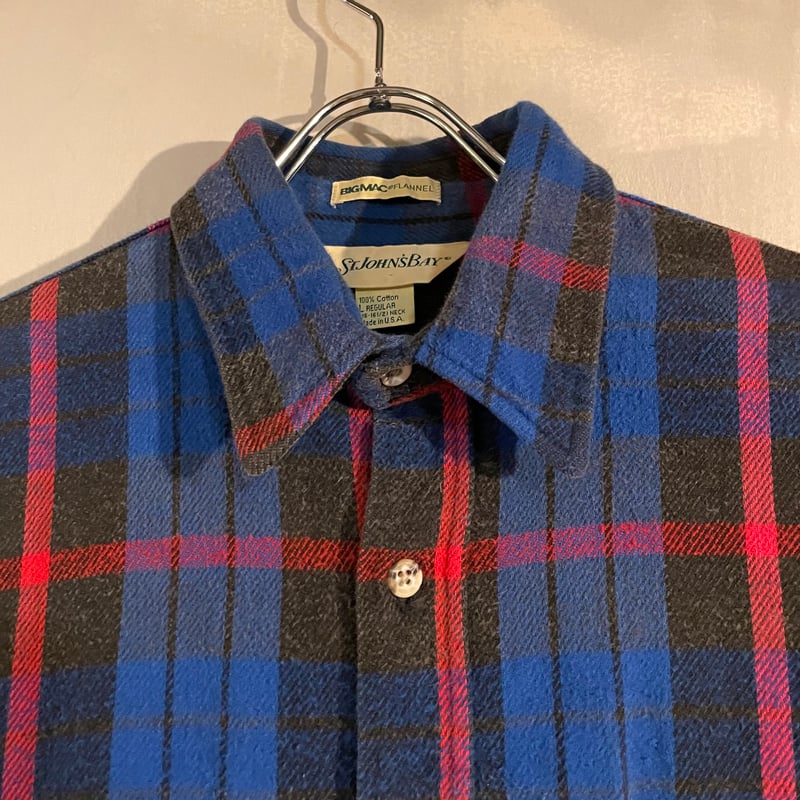 80s BIG MAC × ST JOHN'S BAY L/S ネルシャツ USA製 Size