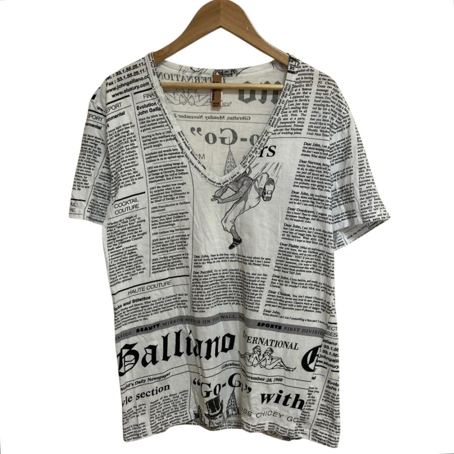 John Galliano（ジョンガリアーノ） 美品 新聞 ニュースペーパー柄 V
