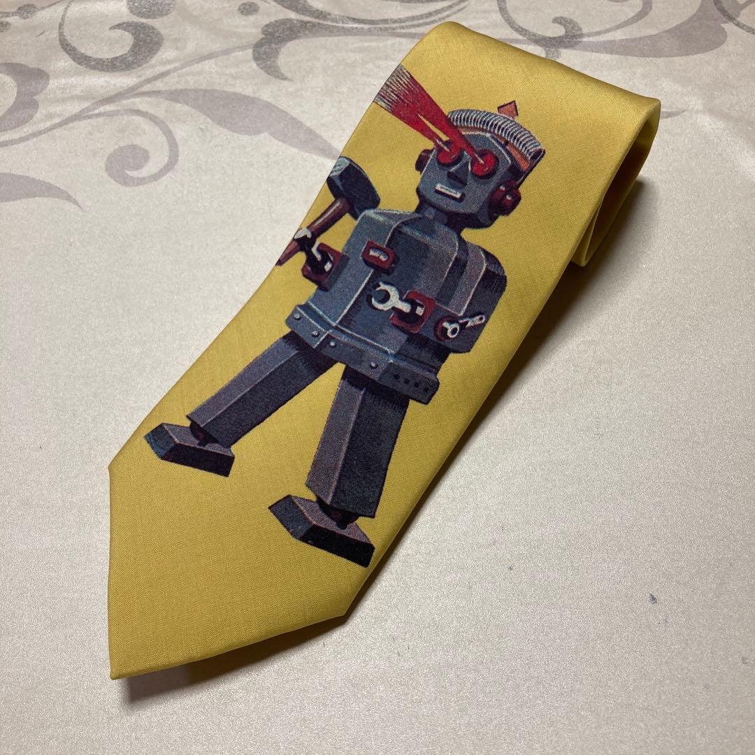 YOHJI YAMAMOTOヨウジヤマモト　ブリキ　ロボット柄　ネクタイ　シルク yohji yamamoto - ダービータイB リボン柄ジャガード (BLACK