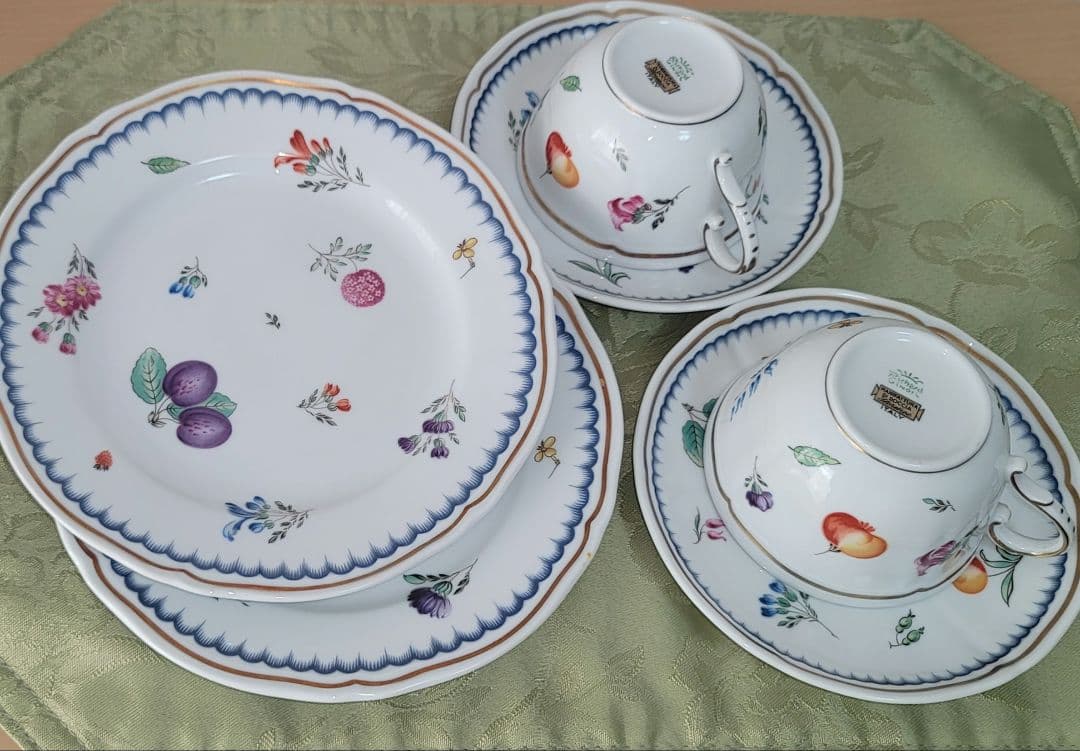 ジノリ イタリアンフルーツシリーズ カップとケーキ皿 ２組 ジノリ イタリアンフルーツ ティーカップ&ソーサー 2客セット